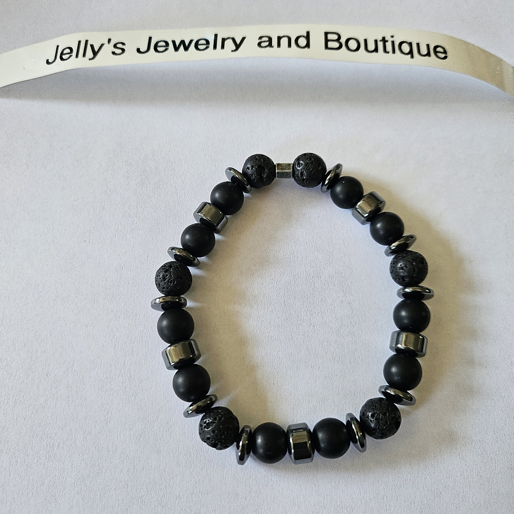 Jelly's Jewelry And Boutique Handcrafted Nwt, Black/Dark Silver Neutral Bracelet